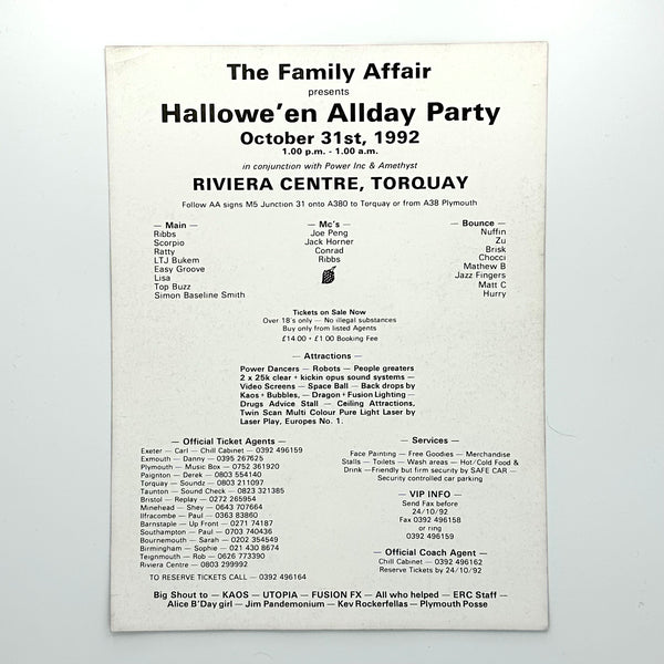 A Family Affair—Dance by the Light of the Harvest Moon (Halloween 1992 rave flyer)