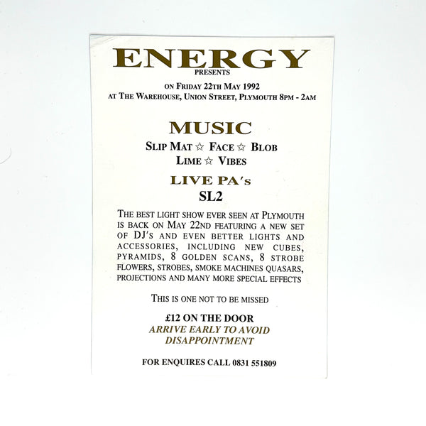 Energy—Back to Nature (May 1992 rave flyer)
